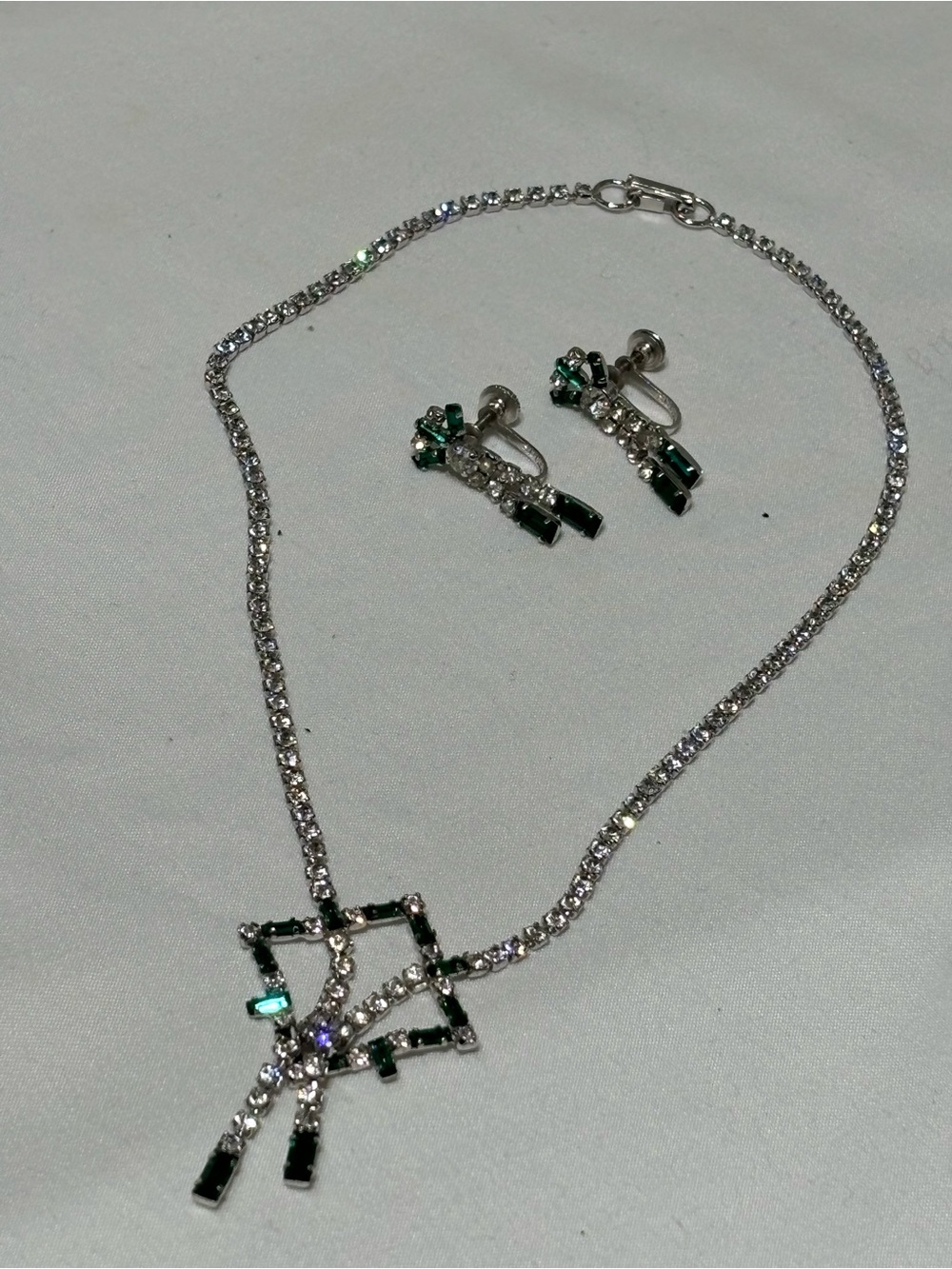 Vintage Jay Flex Sterling Silver Necklace and Clip-On Earrings Set